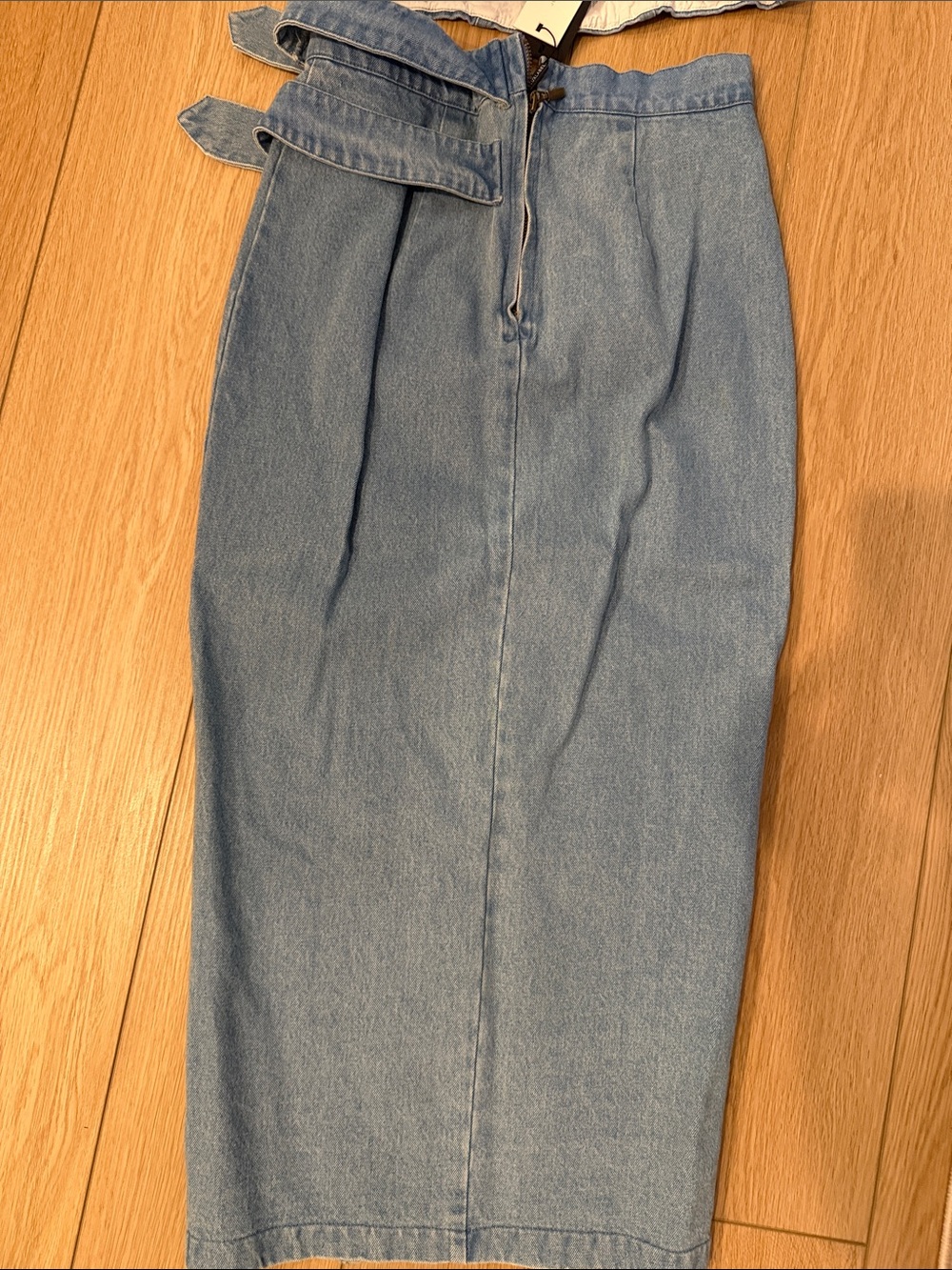 JLUXLABEL Light Blue Denim Wrap Midi Skirt/ trench coat and corset Size small - Picture 7 of 11